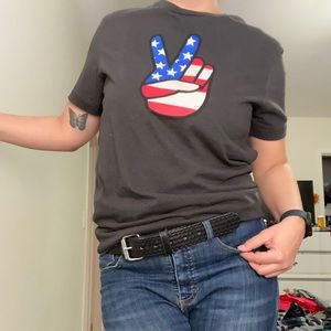 J. Crew - Heather Gray T-shirt - M - ✌🏼- red/white/blue